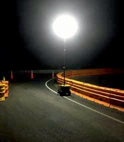 Powermoon temporary portable lighting in use at night